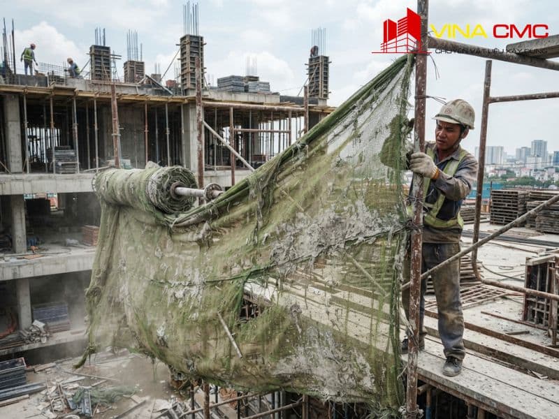 Quy Trình Lắp Đặt Lưới Bao Che An Toàn Chuẩn Kỹ Thuật HSE 10 Tái sử dụng lưới hết đát không qua kiểm định lực kéo là một sai lầm khi sử dụng lưới bao che